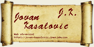 Jovan Kasalović vizit kartica